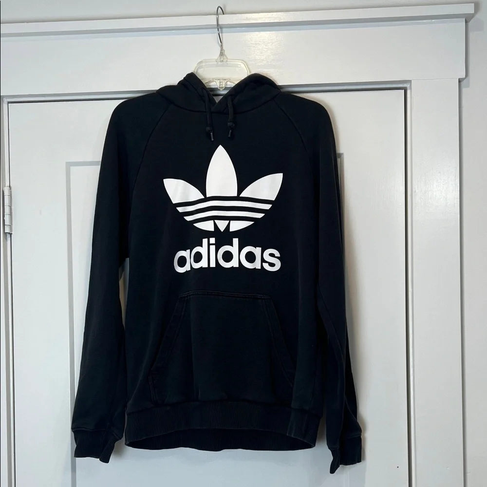 Adidas Men's Black and White Trefoil Hoodie size medium.